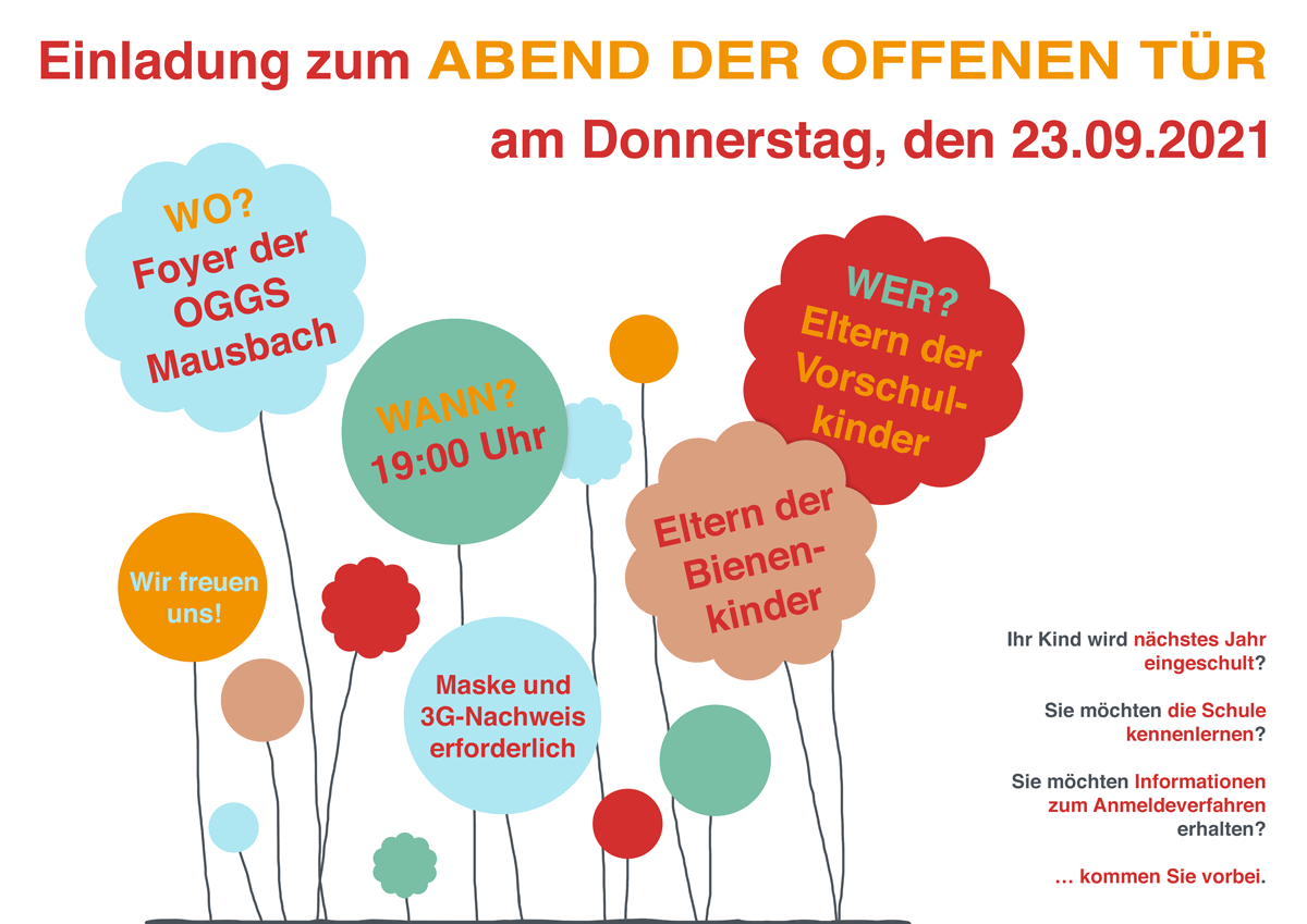 Einladung zum Abend der offenen Tür am Donnerstag, den 23.09.2021.