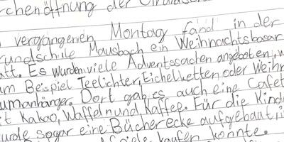 Nahaufnahme eines handgeschriebenen Textes in deutscher Sprache.