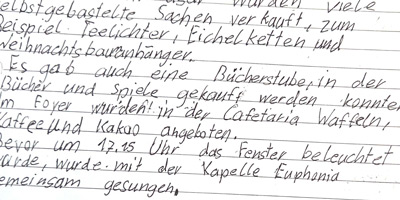 Nahaufnahme eines handgeschriebenen Textes in deutscher Sprache.