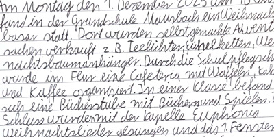 Nahaufnahme eines handgeschriebenen Textes in deutscher Sprache.